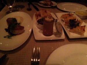 scallops, the foie gras and the shrimp toast